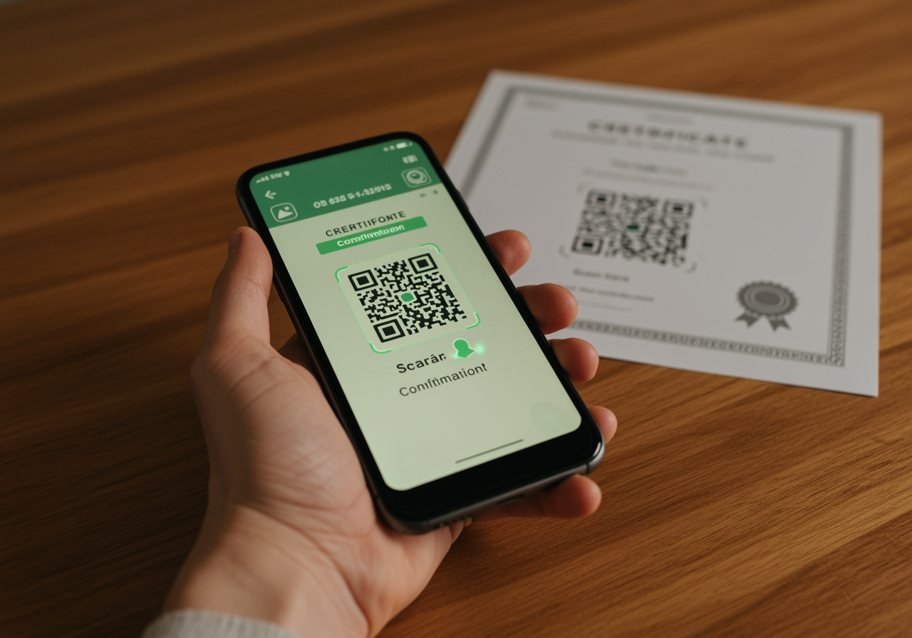 Scanning a certificate QR code to verify it on a phone